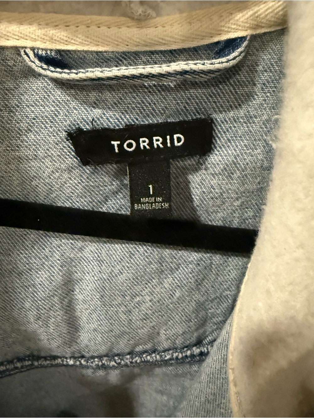 torrid Light Wash Denim Jacket with Gray Hood - Picture 5 of 5